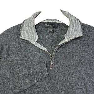 Neiman Marcus Cashmere Sweater Mens Large Gray Mock Neck Long Sleeve Designer